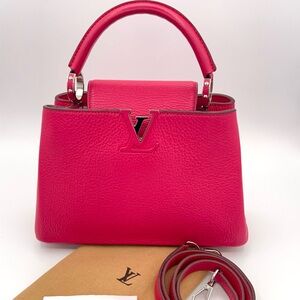 Louis Vuitton Capucines BB in Fuchsia!💖 w/dust bag, strap, and Entrupy COA